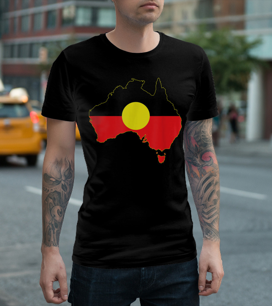 Aboriginal Flag Incorporated Map of Australia T-Shirt