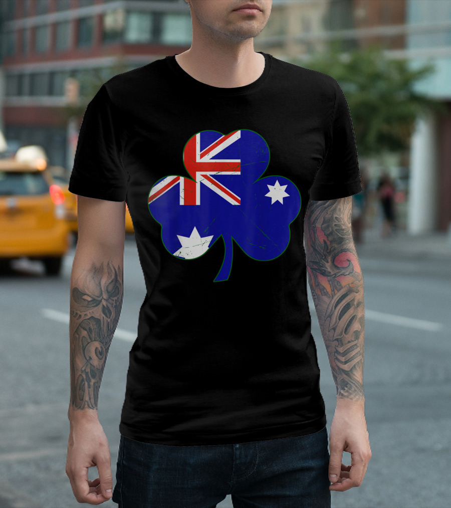 Australia Flag Irish Shamrock Emblem T-Shirt