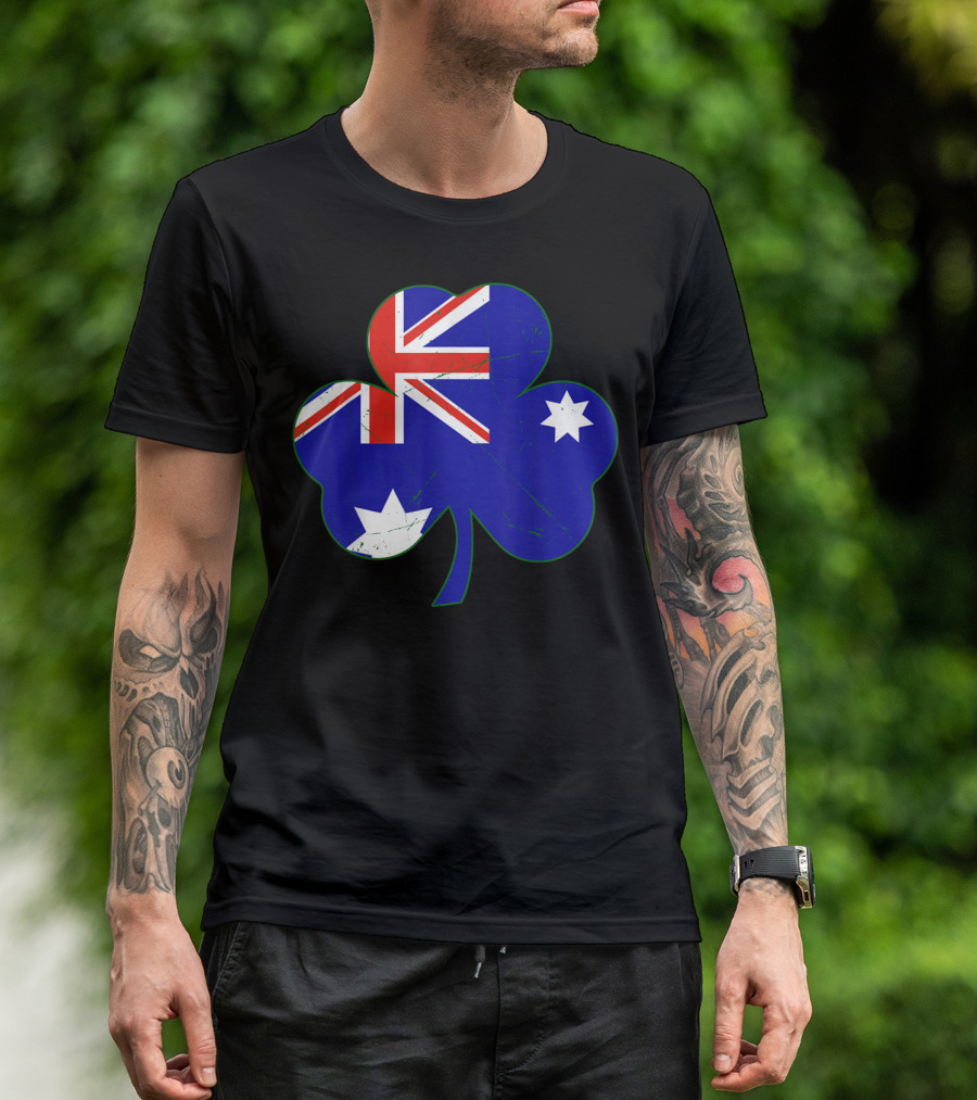 Australia Flag Irish Shamrock Emblem T-Shirt