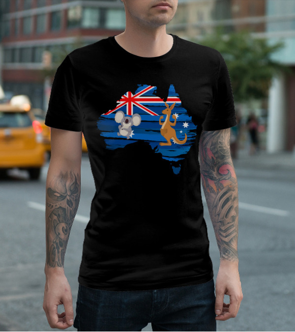 Koala Kangaroo Australia Flag Map Celebrate T-Shirt
