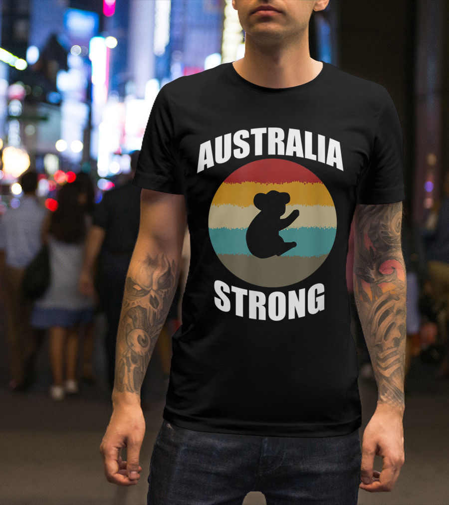 Australia Strong Koala Bear Retro Circle T-Shirt