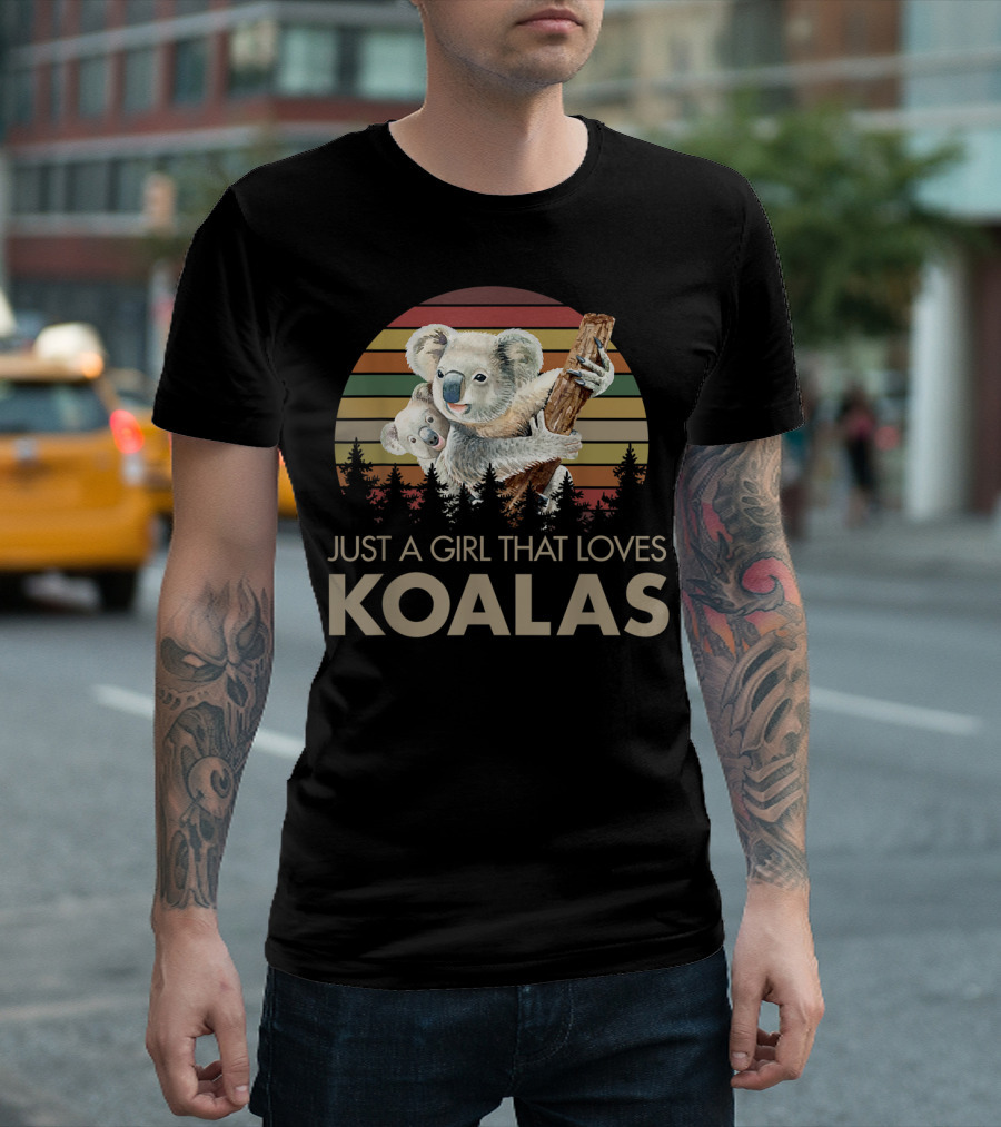 Just A Girl That Loves Koalas Retro Sunset Forest T-Shirt