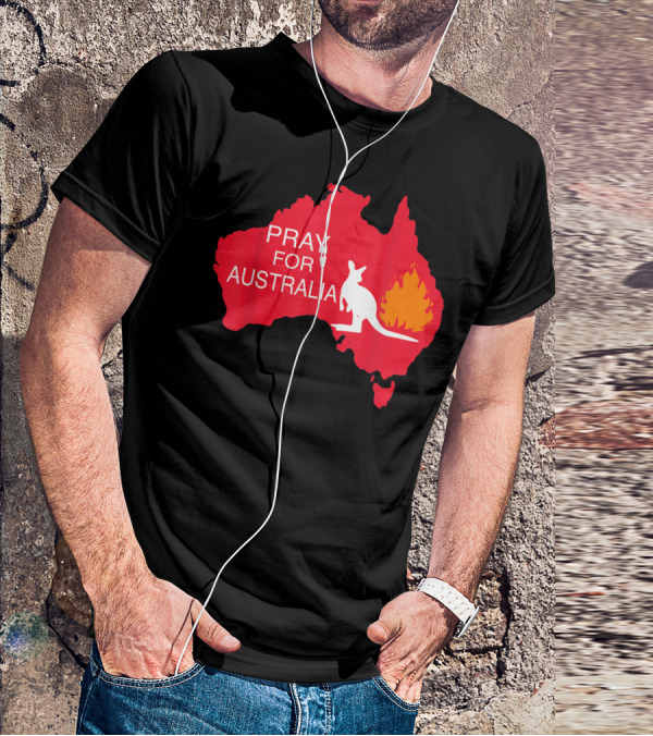 Pray For Australia Kangaroo Fire Map T-Shirt