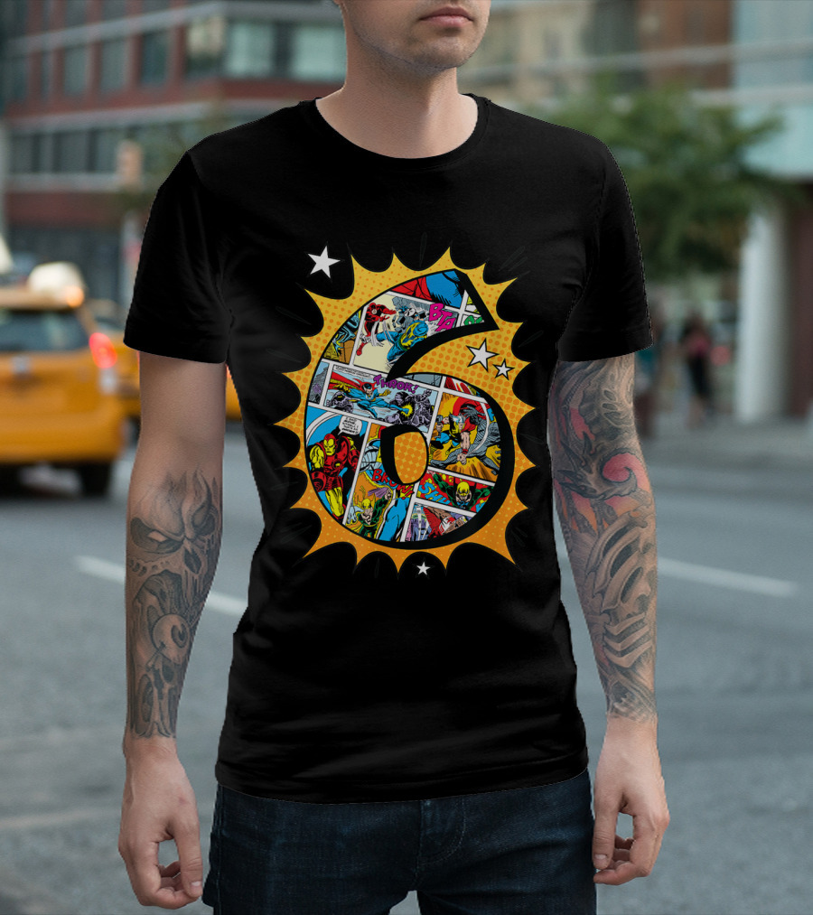 Marvel Avengers Comics Birthday 6 Superhero T-Shirt