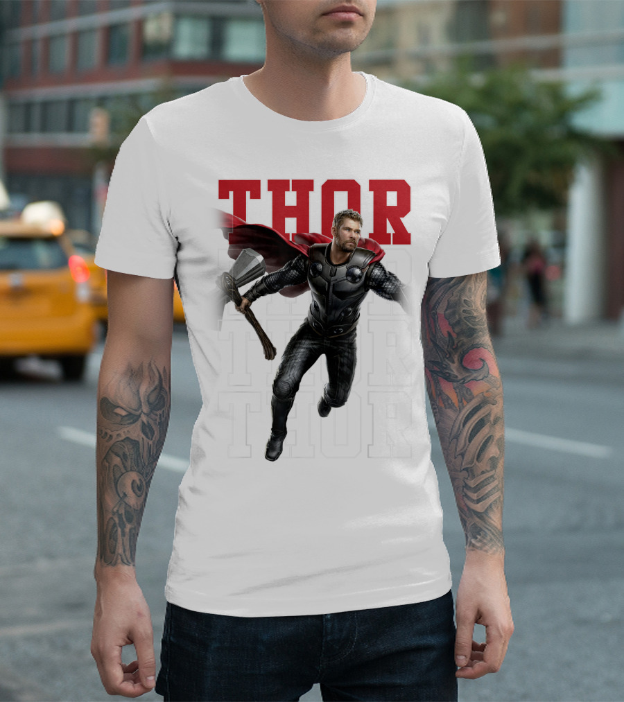 Marvel Avengers Endgame Thor Text Overlay Pose T-Shirt