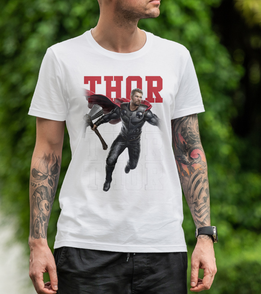 Marvel Avengers Endgame Thor Text Overlay Pose T-Shirt