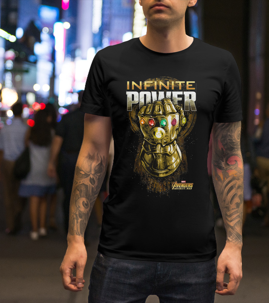 Infinite Power Gold Gauntlet Marvel Avengers Infinity War T-Shirt