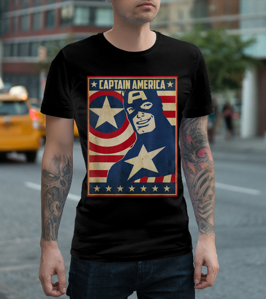 Captain America Avengers Patriotic Star Icon T-Shirt