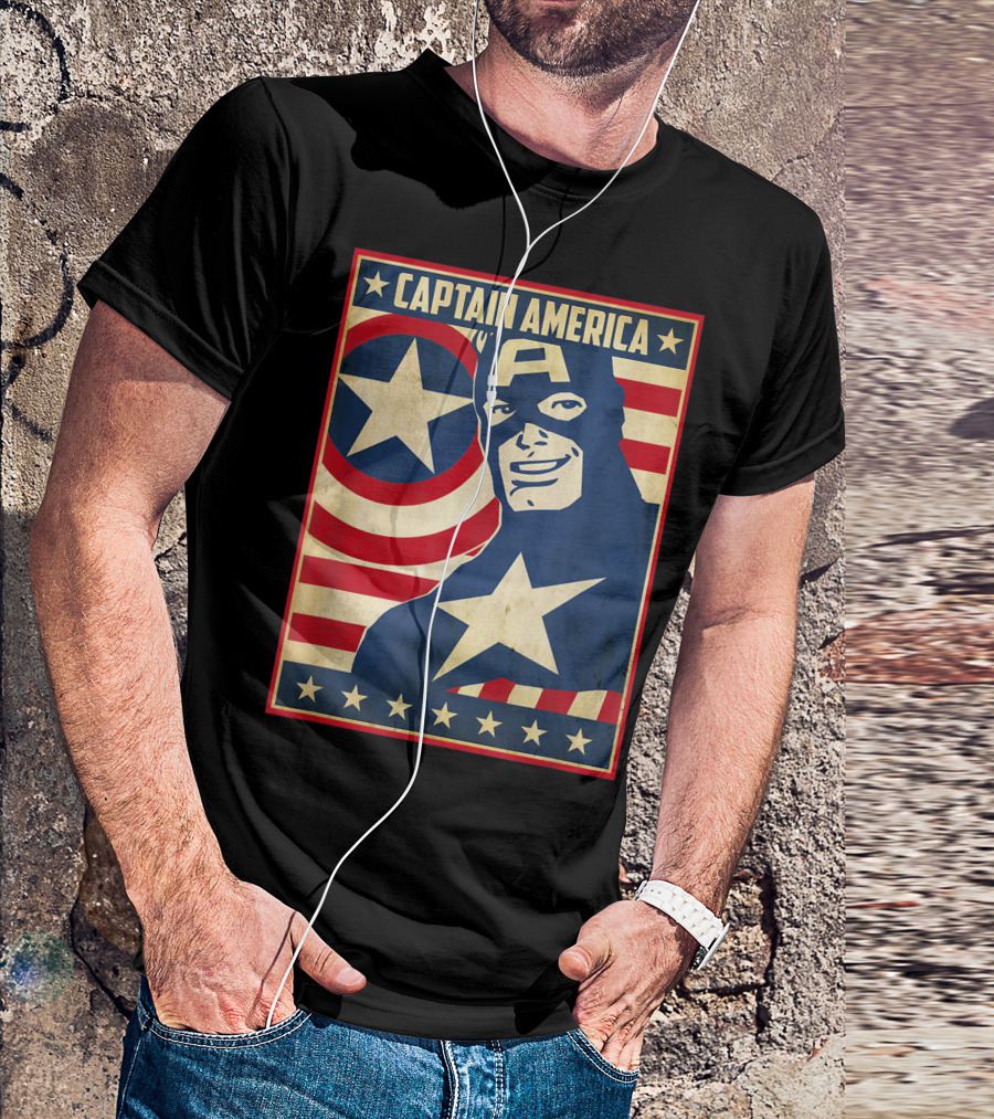 Captain America Avengers Patriotic Star Icon T-Shirt