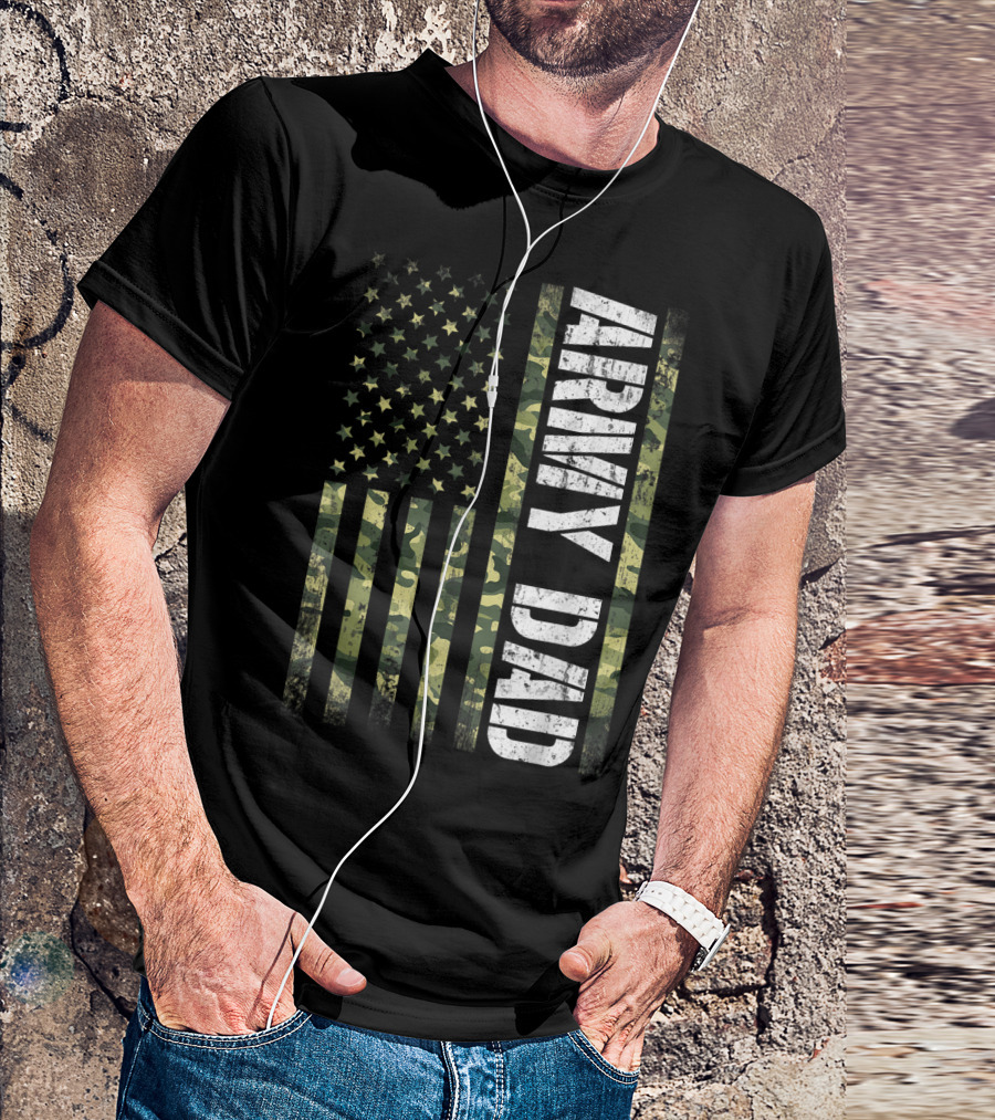 USA Camo Flag Army Dad T-Shirt