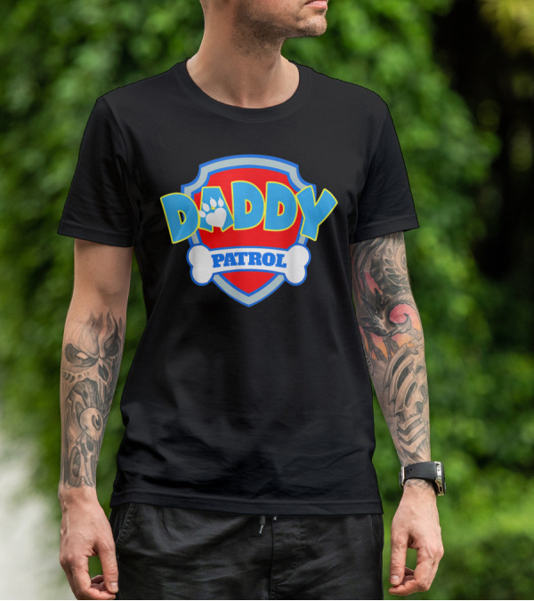Daddy Patrol Paw Shield Funny Party Birthday T-Shirt