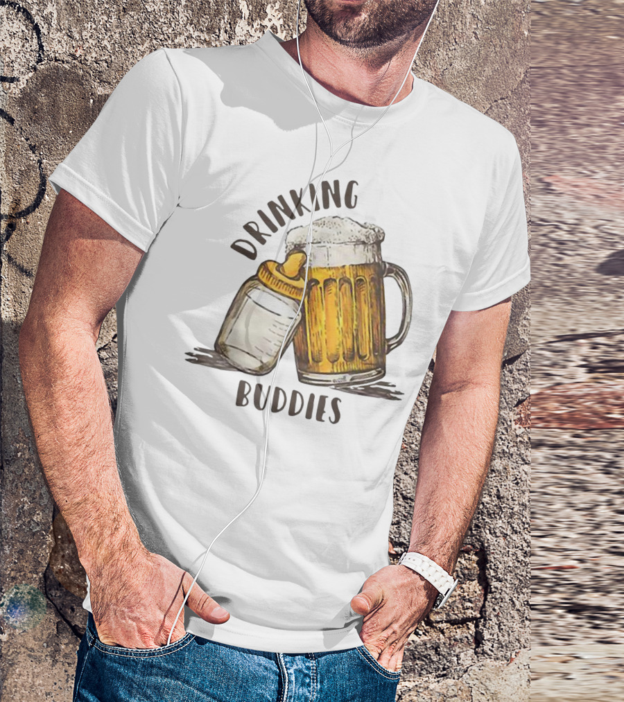Drinking Buddies Dad And Baby Matching Beer Mug And Bottle T-Shirt