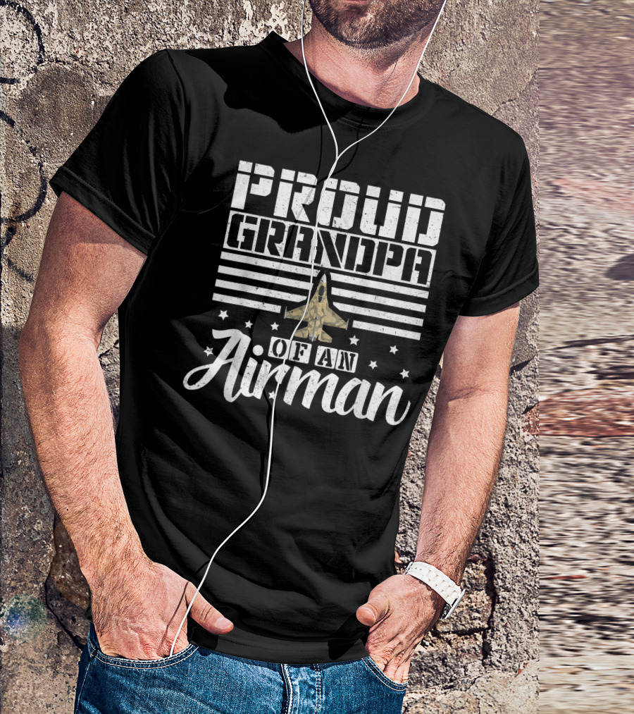 Proud Grandpa Of An Airman Military Jet Stars T-Shirt