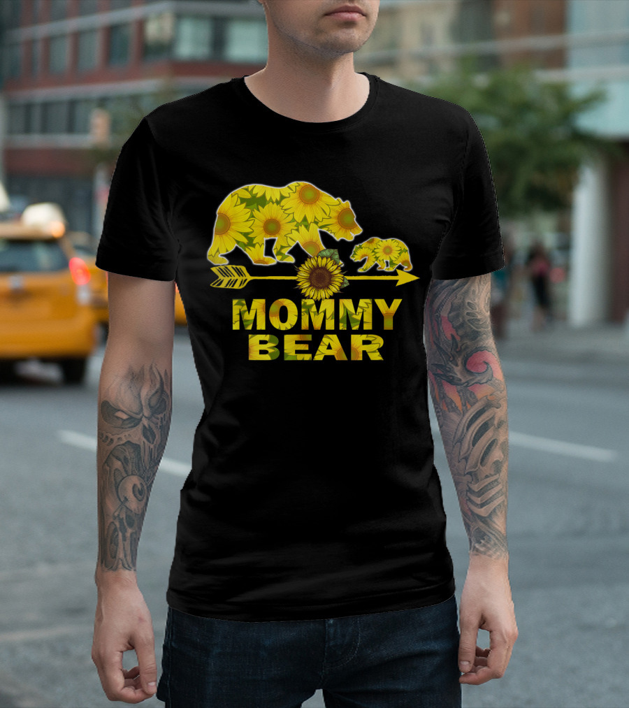 Mommy Bear Sunflower Arrow Mother Father T-Shirt