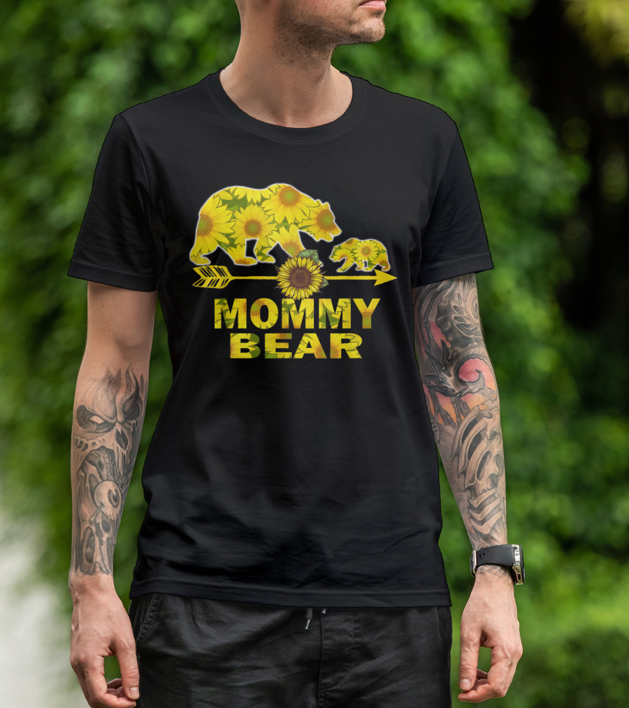 Mommy Bear Sunflower Arrow Mother Father T-Shirt