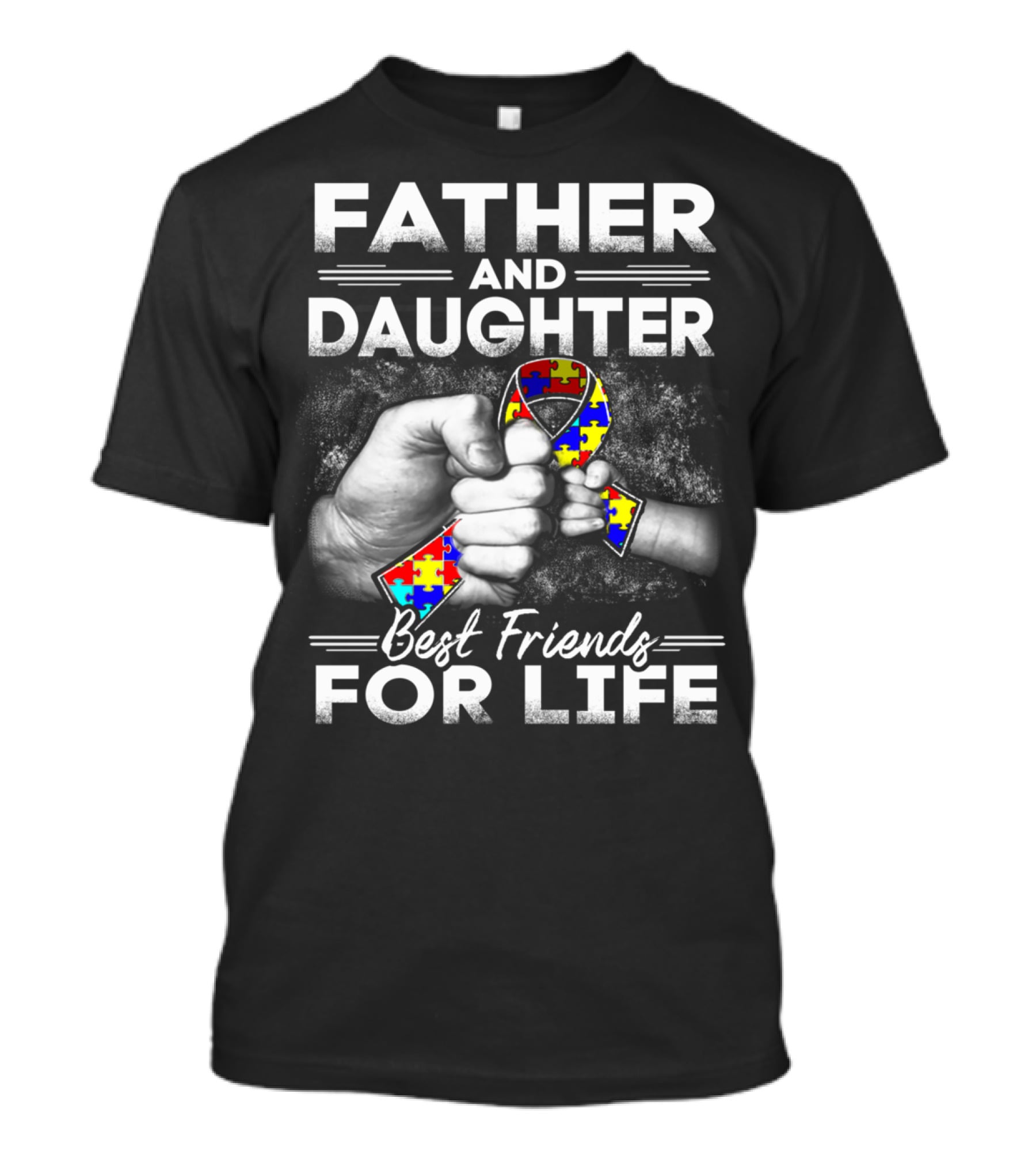 Father And Daughter Best Friends For Life Puzzle Ribbon Unity T-Shirt