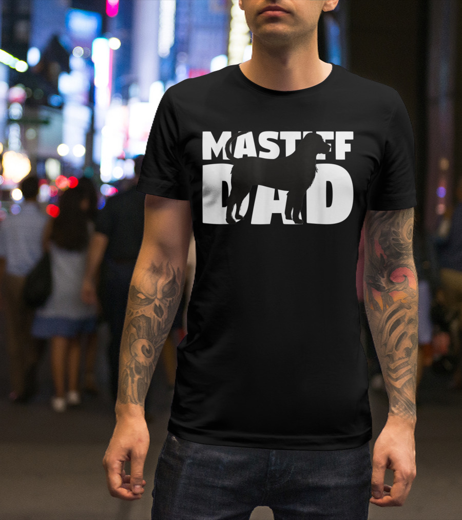 Mastiff Dad Silhouette Design Father's Day T-Shirt