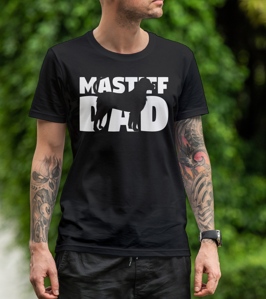 Mastiff Dad Silhouette Design Father's Day T-Shirt