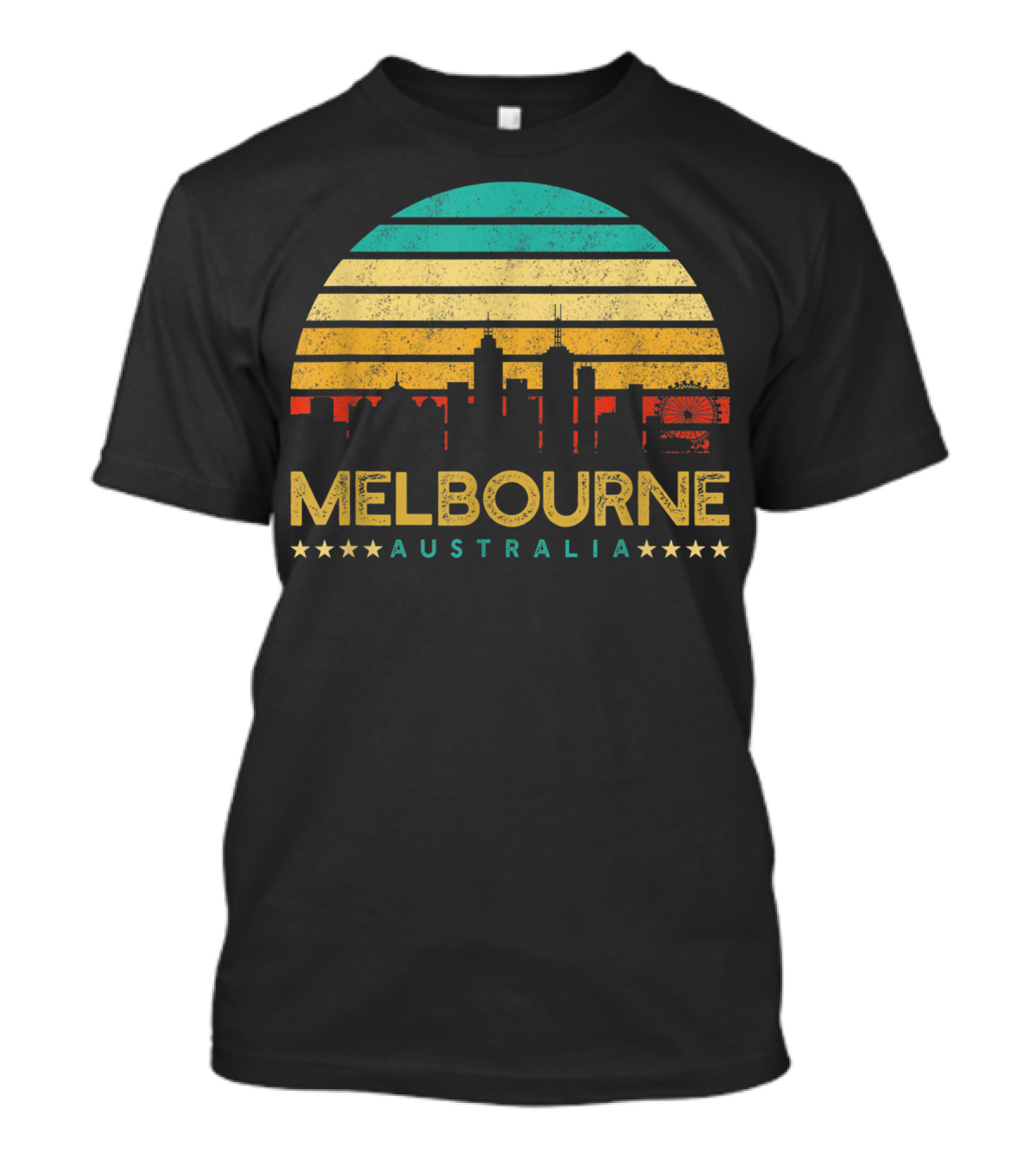 Melbourne Australia Retro City Skyline Iconic Vintage Look T-Shirt