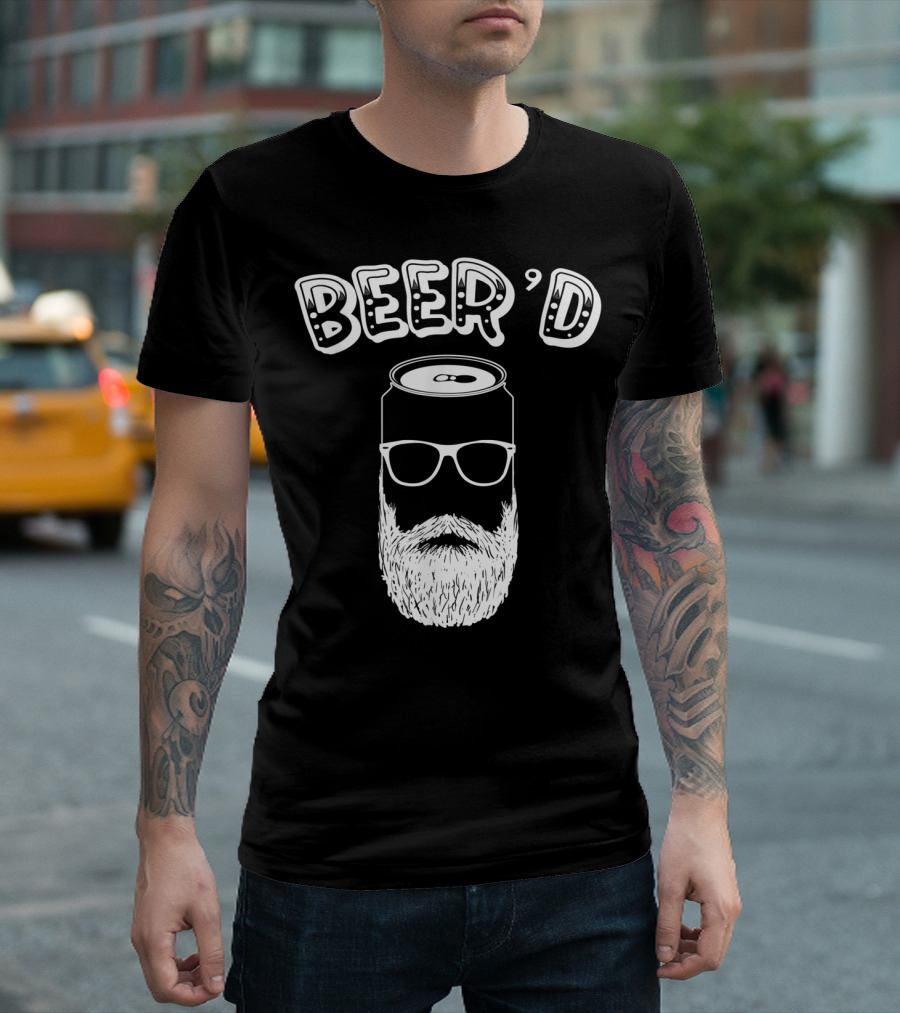 Beer'd Beer Can with Beard and Glasses for Beer and Beard Lover T-Shirt