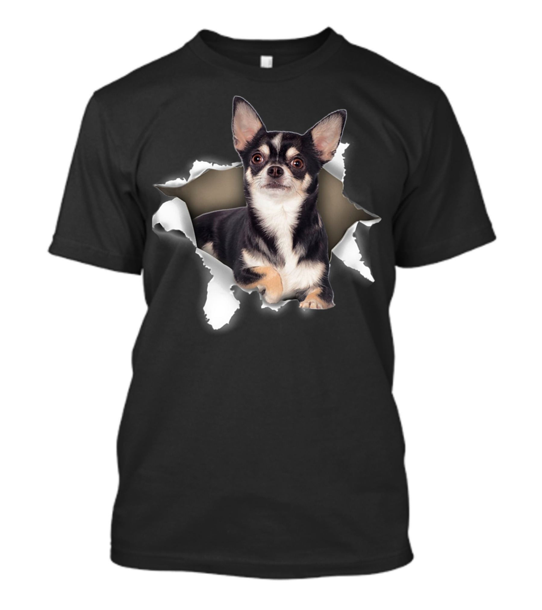Chihuahua Torn Inside Hole Dog Mid Torn T-Shirt