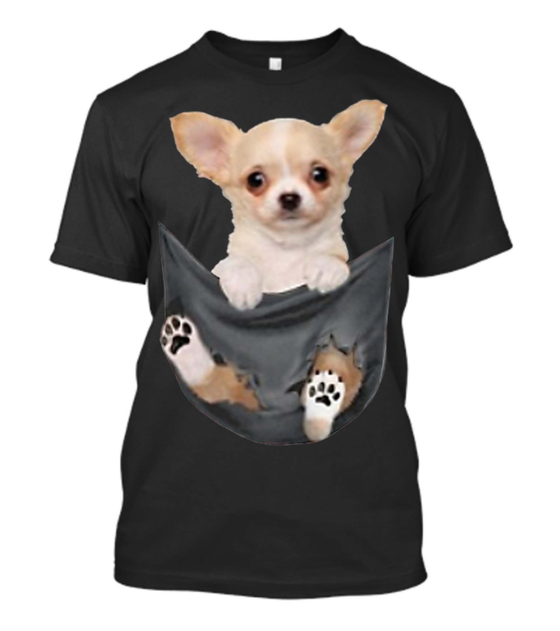 Funny Chihuahua Sticking Out Of Pocket T-Shirt