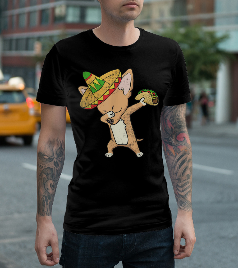 Mexican Chihuahua Dog Dab with Taco and Sombrero T-Shirt