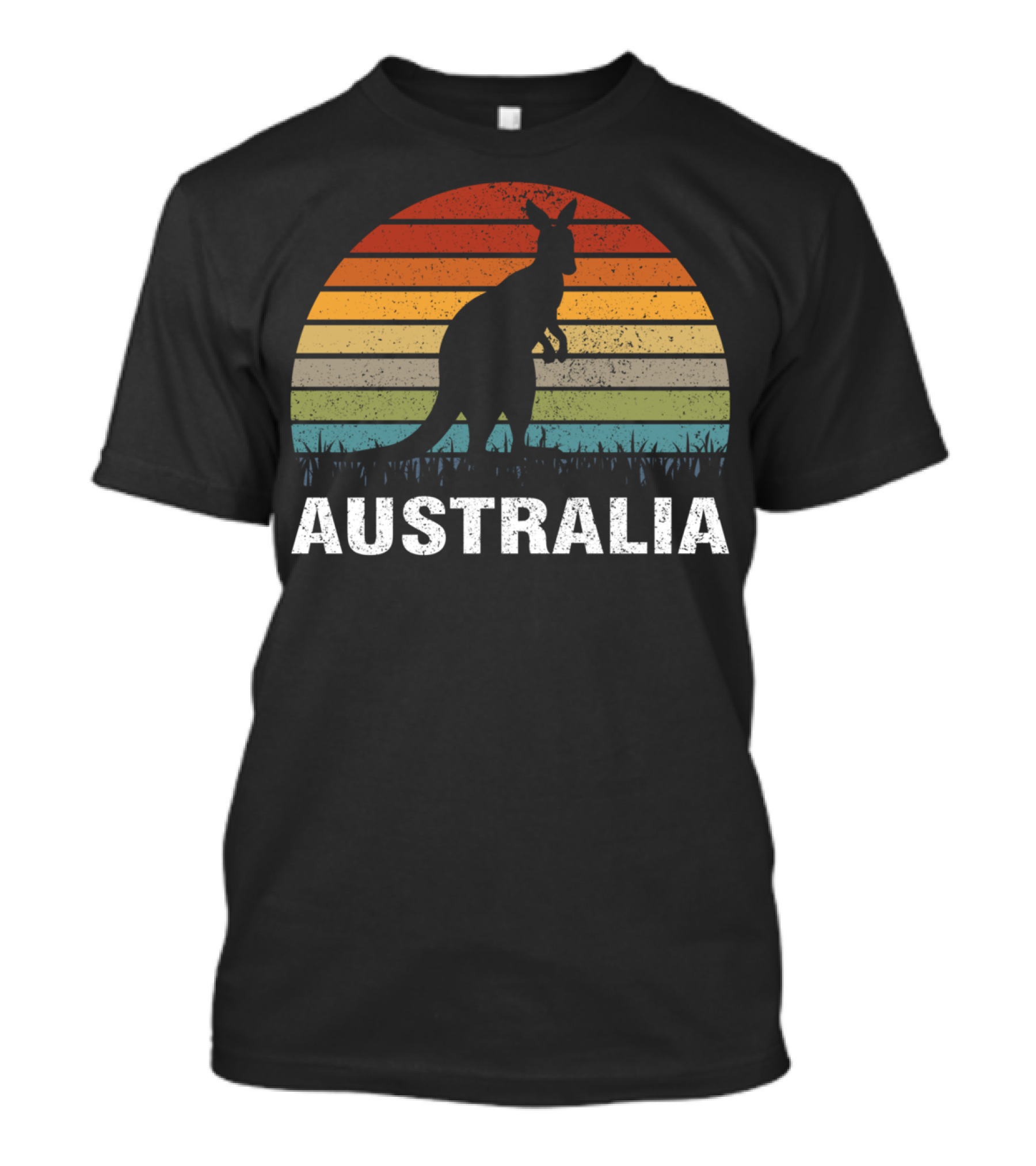 Vintage Kangaroo Silhouette With Retro Sunset Australia T-Shirt
