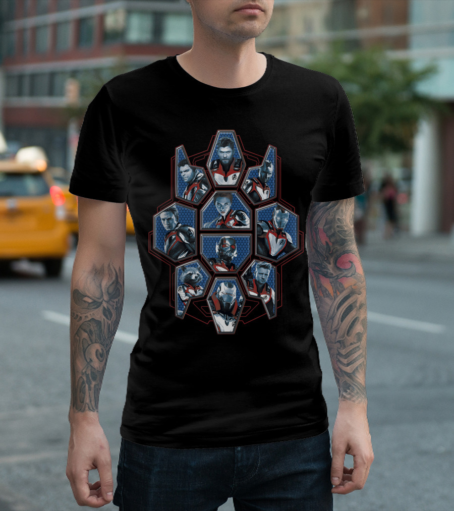 Marvel Avengers Endgame Quantum Suit Character Montage T-Shirt