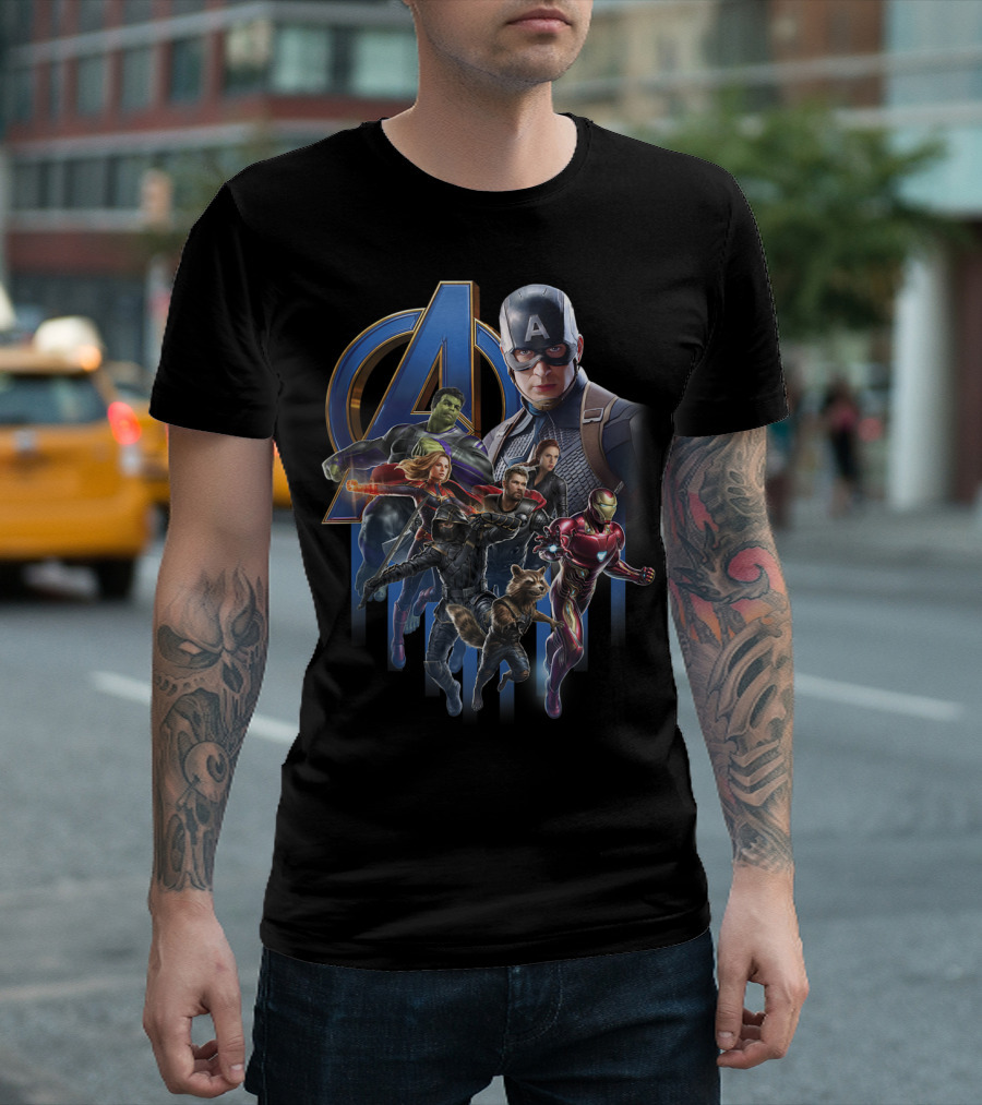 Marvel Avengers Endgame Captain America Hulk Iron Man Black Widow Thor Rocket Groot T-Shirt