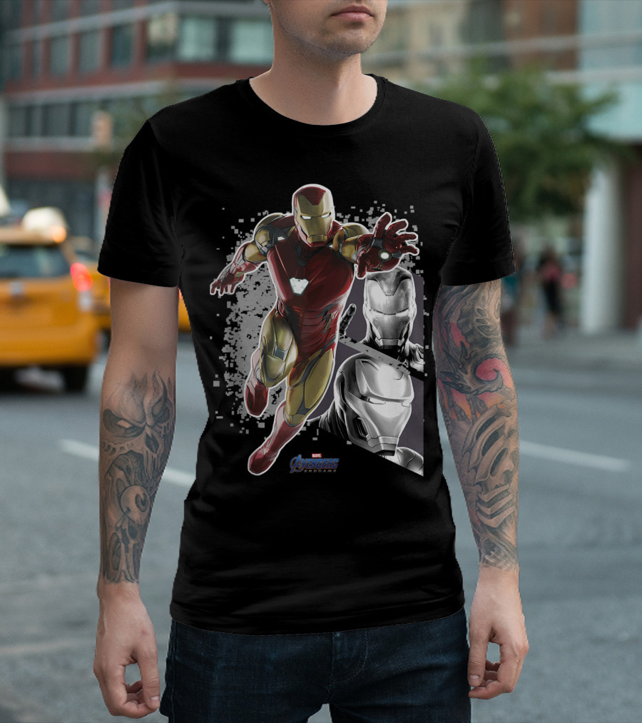Marvel Avengers Endgame Iron Man Action Poses with Armor Panels T-Shirt