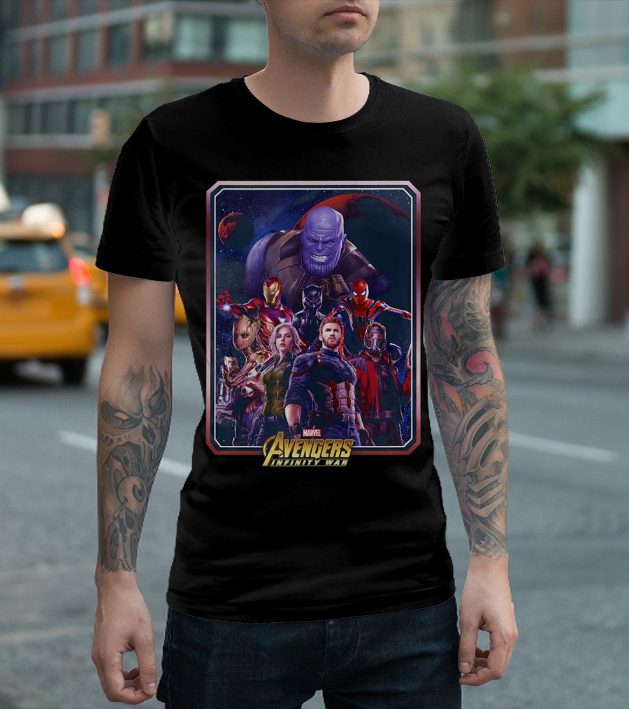 Marvel Avengers Infinity War Main Cast Thanos Iron Man Thor Spider-Man Guardians T-Shirt