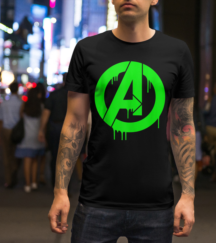 Marvel Avengers Neon Green Paint Drip T-Shirt