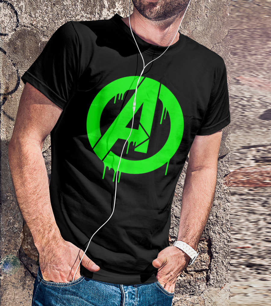 Marvel Avengers Neon Green Paint Drip T-Shirt