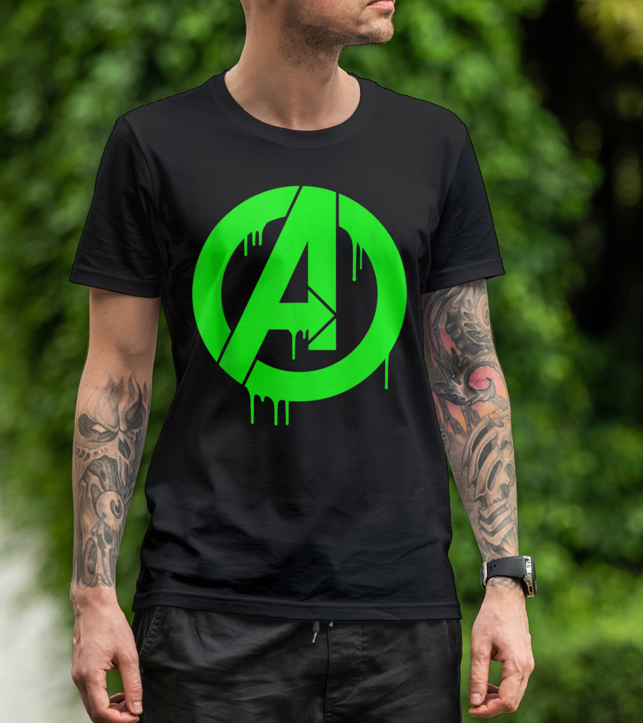 Marvel Avengers Neon Green Paint Drip T-Shirt