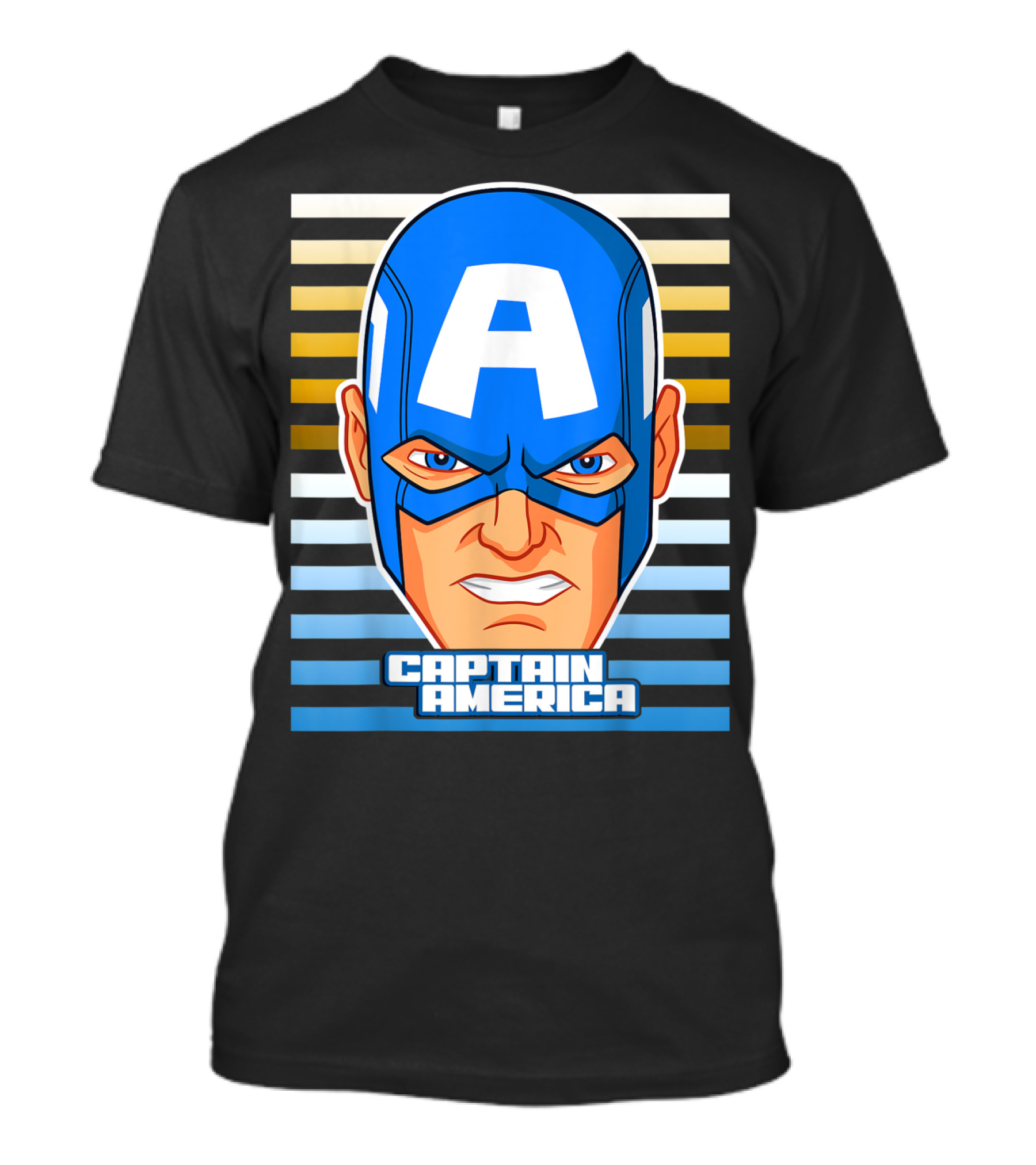 Captain America Avengers Face Striped Background Marvel T-Shirt