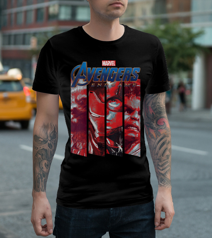 Marvel Avengers Endgame Heroes Red Tint Panel T-Shirt