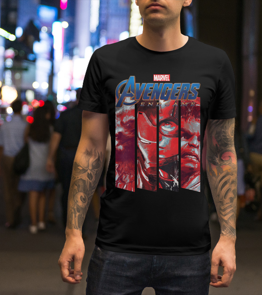 Marvel Avengers Endgame Heroes Red Tint Panel T-Shirt