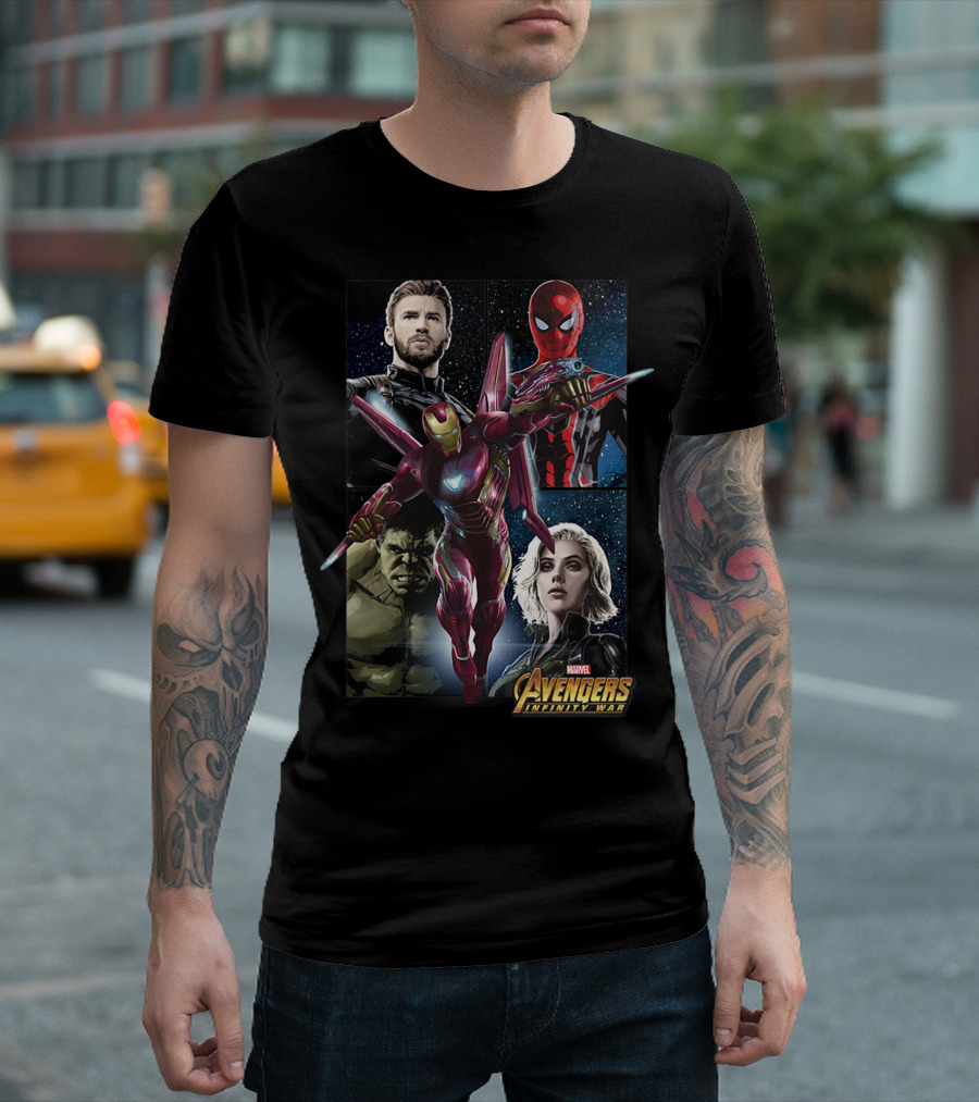 Marvel Avengers Infinity War Captain America Spider-Man Iron Man Hulk Black Widow T-Shirt