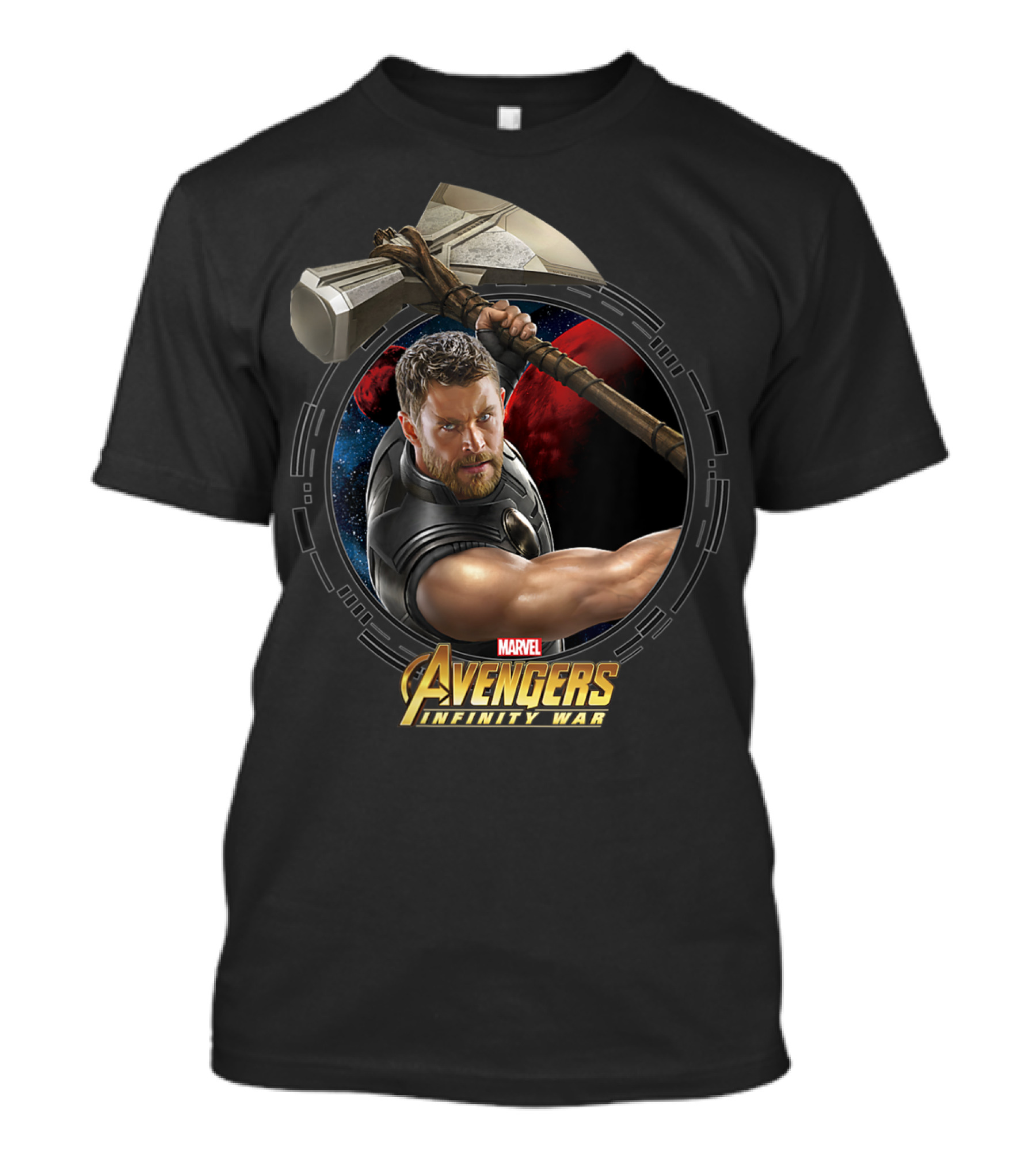 Marvel Avengers Infinity War Thor With Stormbreaker Weapon T-Shirt