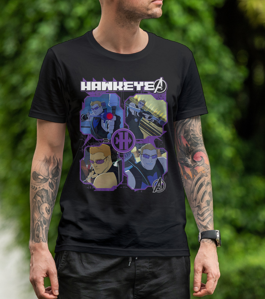 Marvel Hawkeye Avengers Character Panels T-Shirt