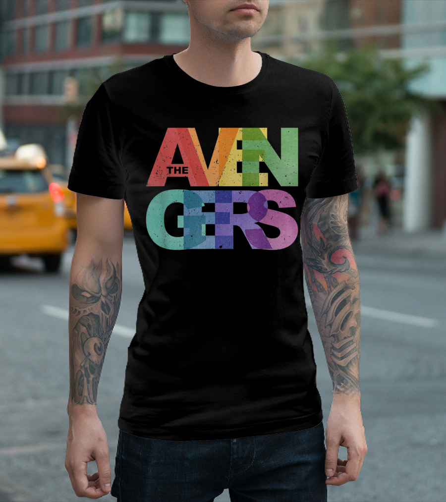 The Avengers Rainbow Marvel Name T-Shirt