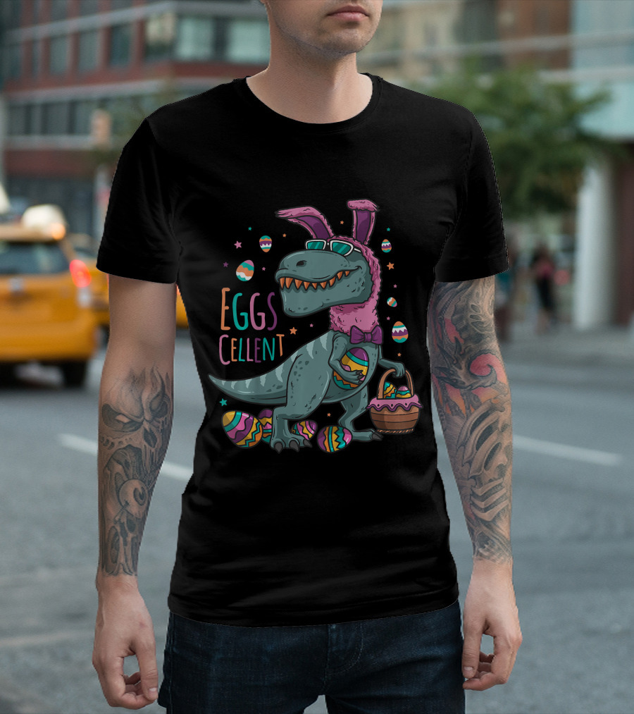 Eggs Cellent Kids Easter Basket Stuffers Rex Easter Bunny T-Shirt