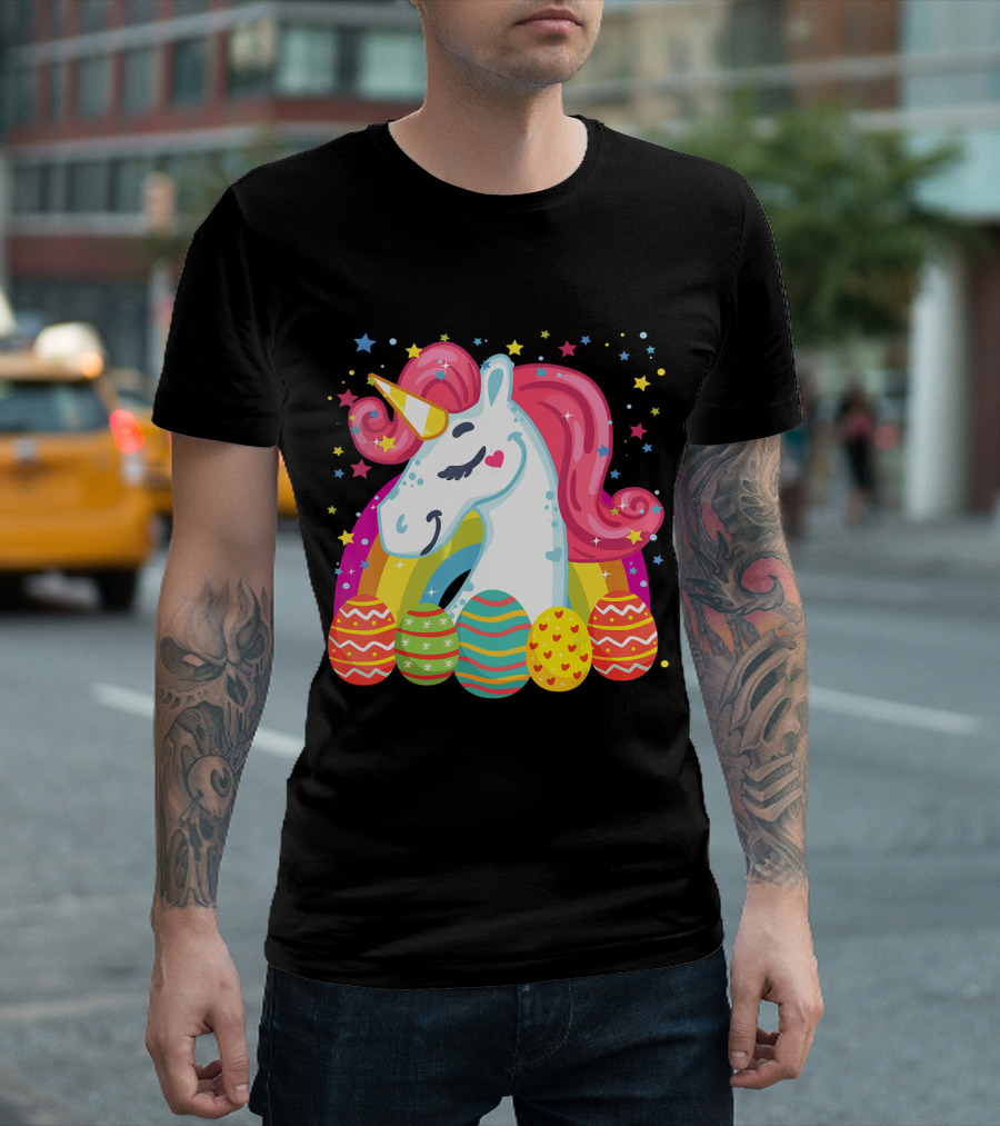 Unicorn with Easter Eggs and Rainbow Magic T-Shirt