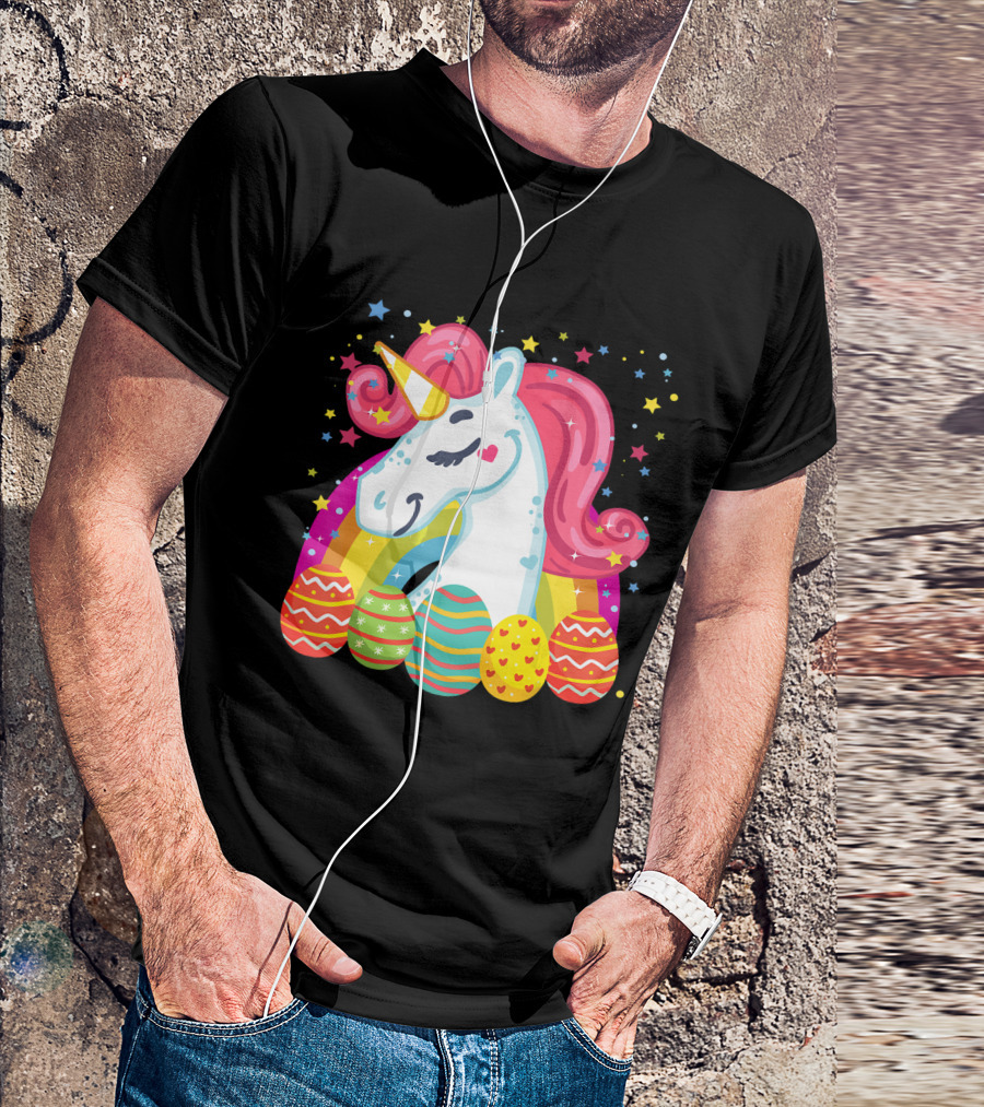 Unicorn With Easter Eggs And Rainbow Magic T-Shirt