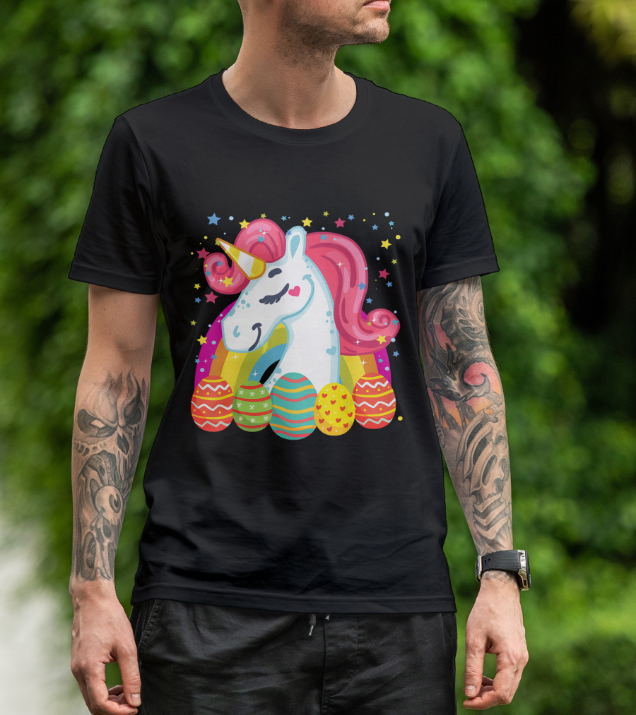 Unicorn With Easter Eggs And Rainbow Magic T-Shirt