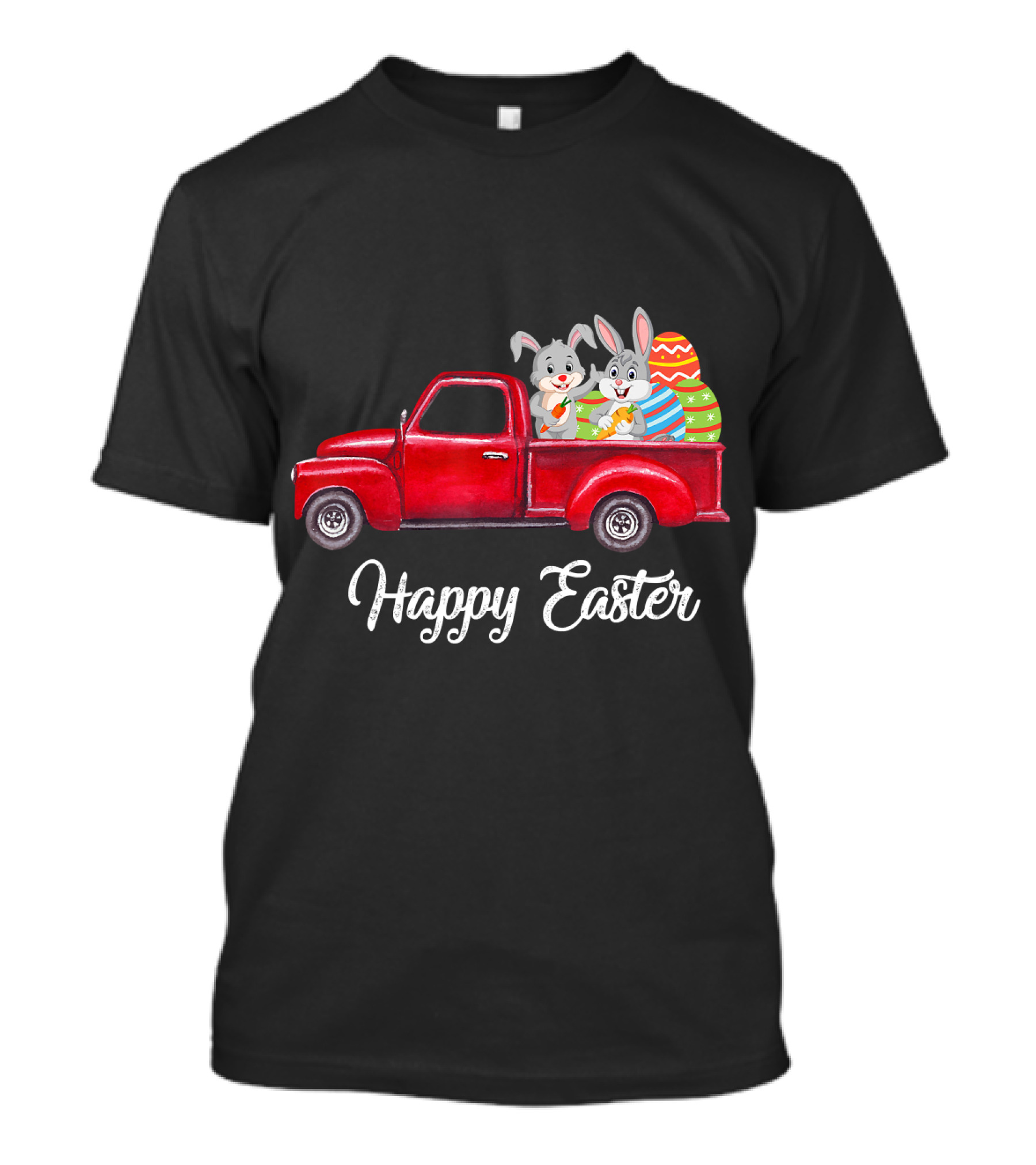 Happy Easter Vintage Red Truck With Rabbits And Eggs T-Shirt