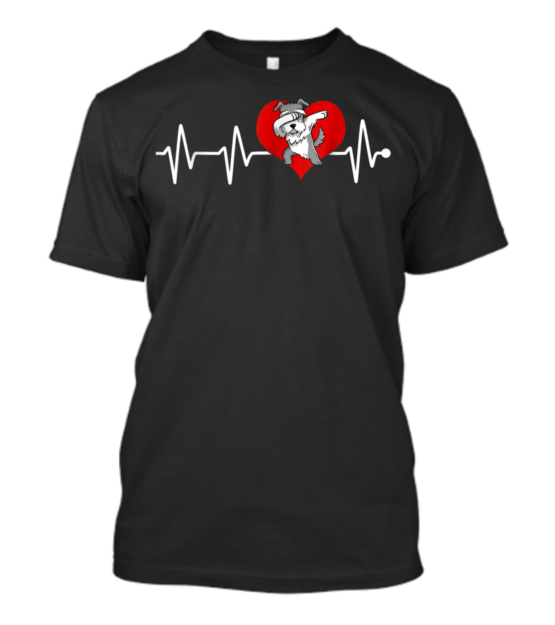 Dabbing Schnauzer Heartbeat Funny Schnauzer T-Shirt