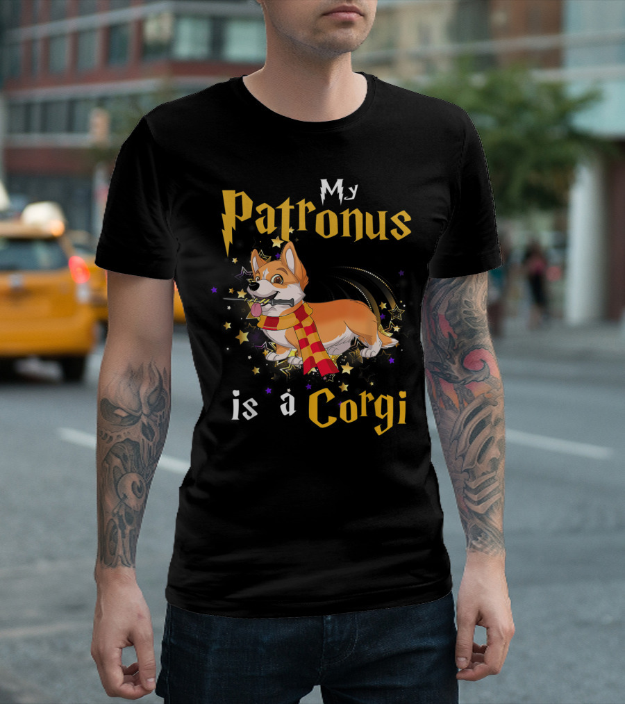 My Patronus Is A Corgi Magic Dog With Scarf And Stars T-Shirt