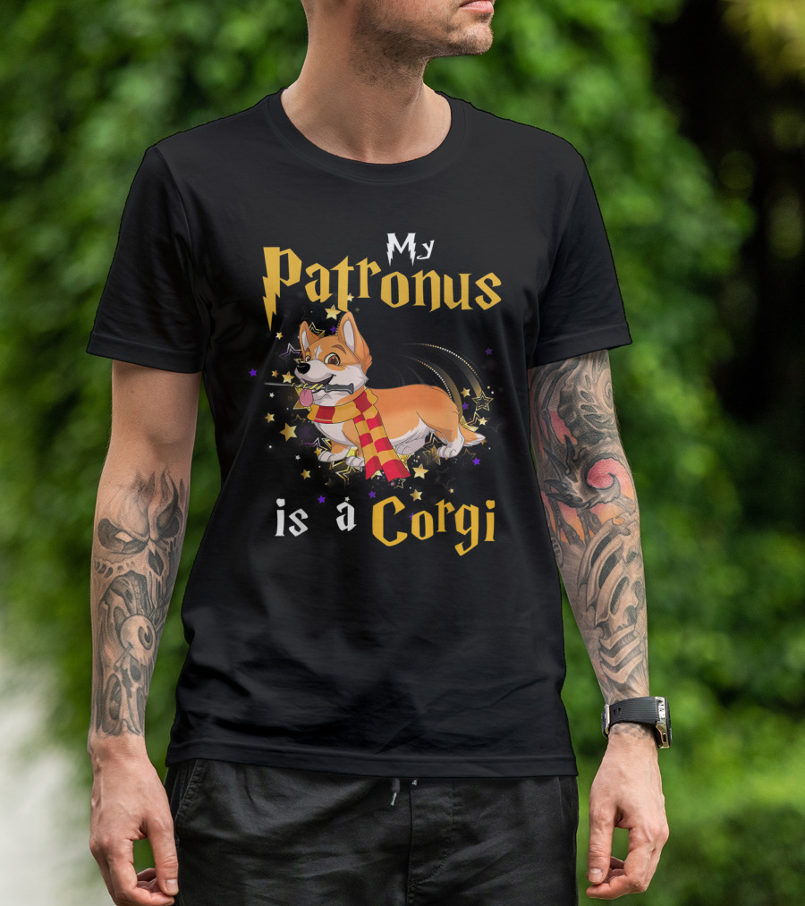 My Patronus Is A Corgi Magic Dog With Scarf And Stars T-Shirt